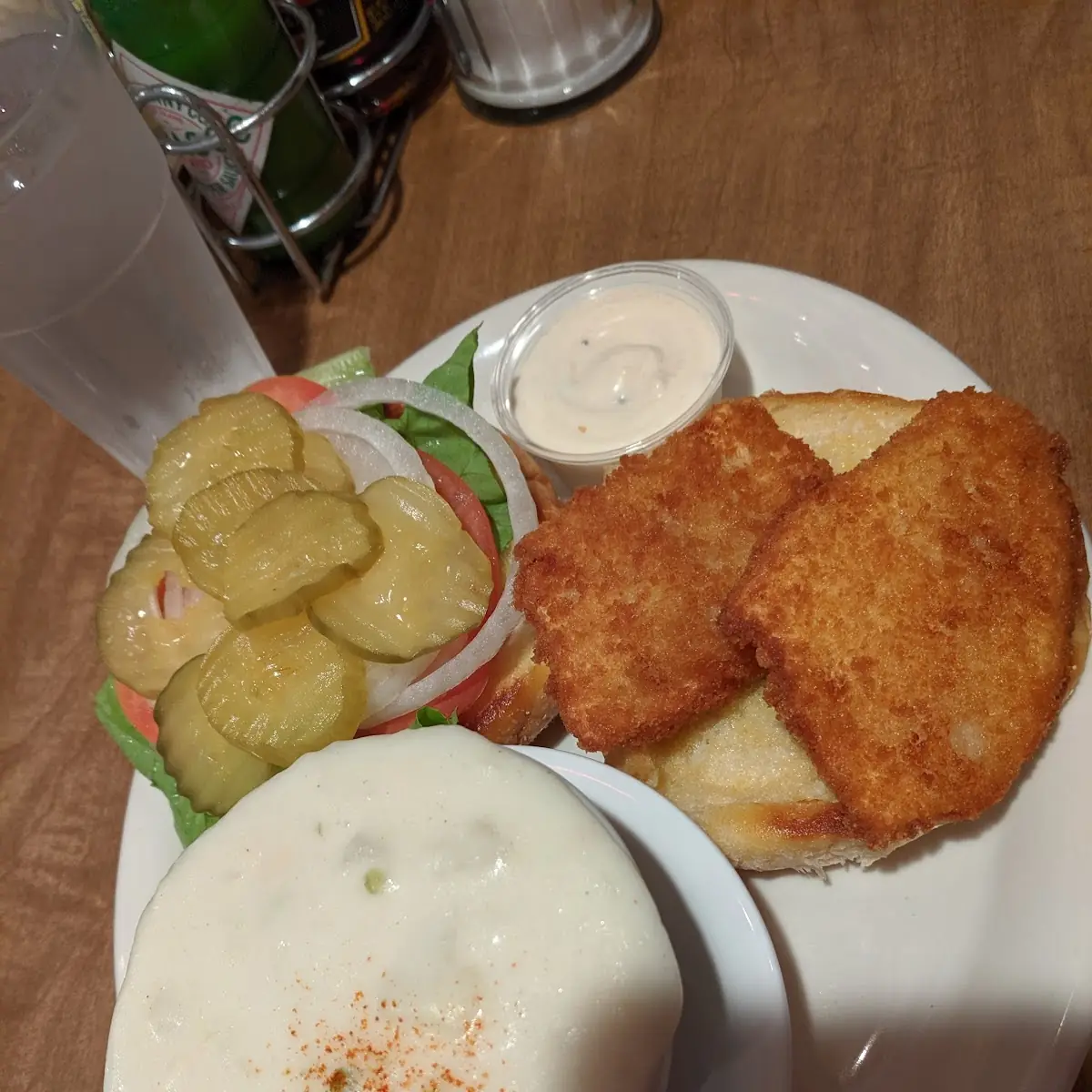 Fish Sandwich with Clam Chowder