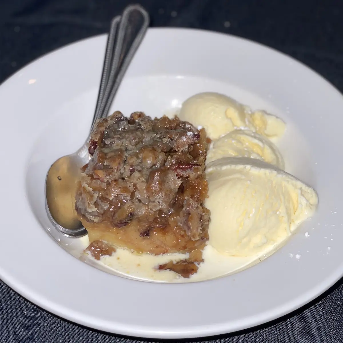 Whiskey Glazed Bread Pudding a La Mode