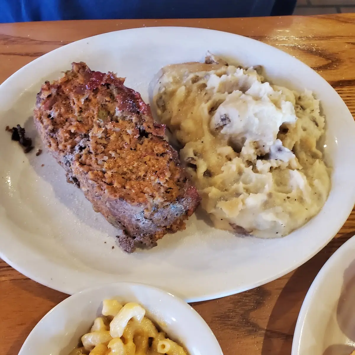 Meatloaf with Double Mashed Potatoes and Mac & Cheese