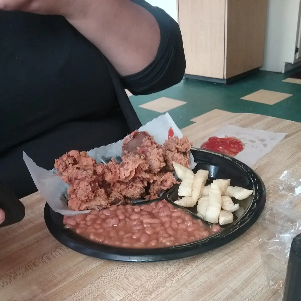 Chicken Gizzards Fries and Baked Beans