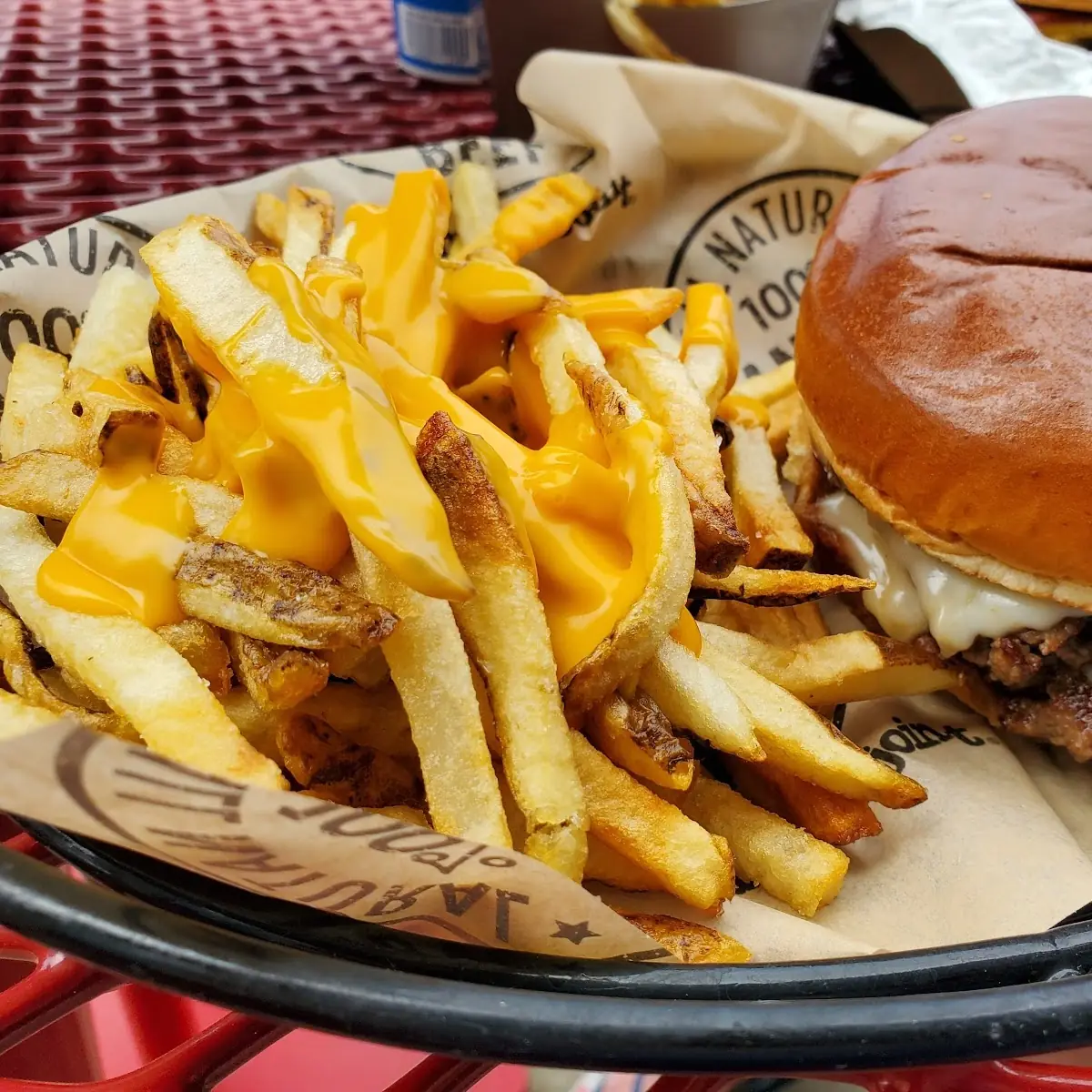 Chipotle Jack Burger with Cheese Fries