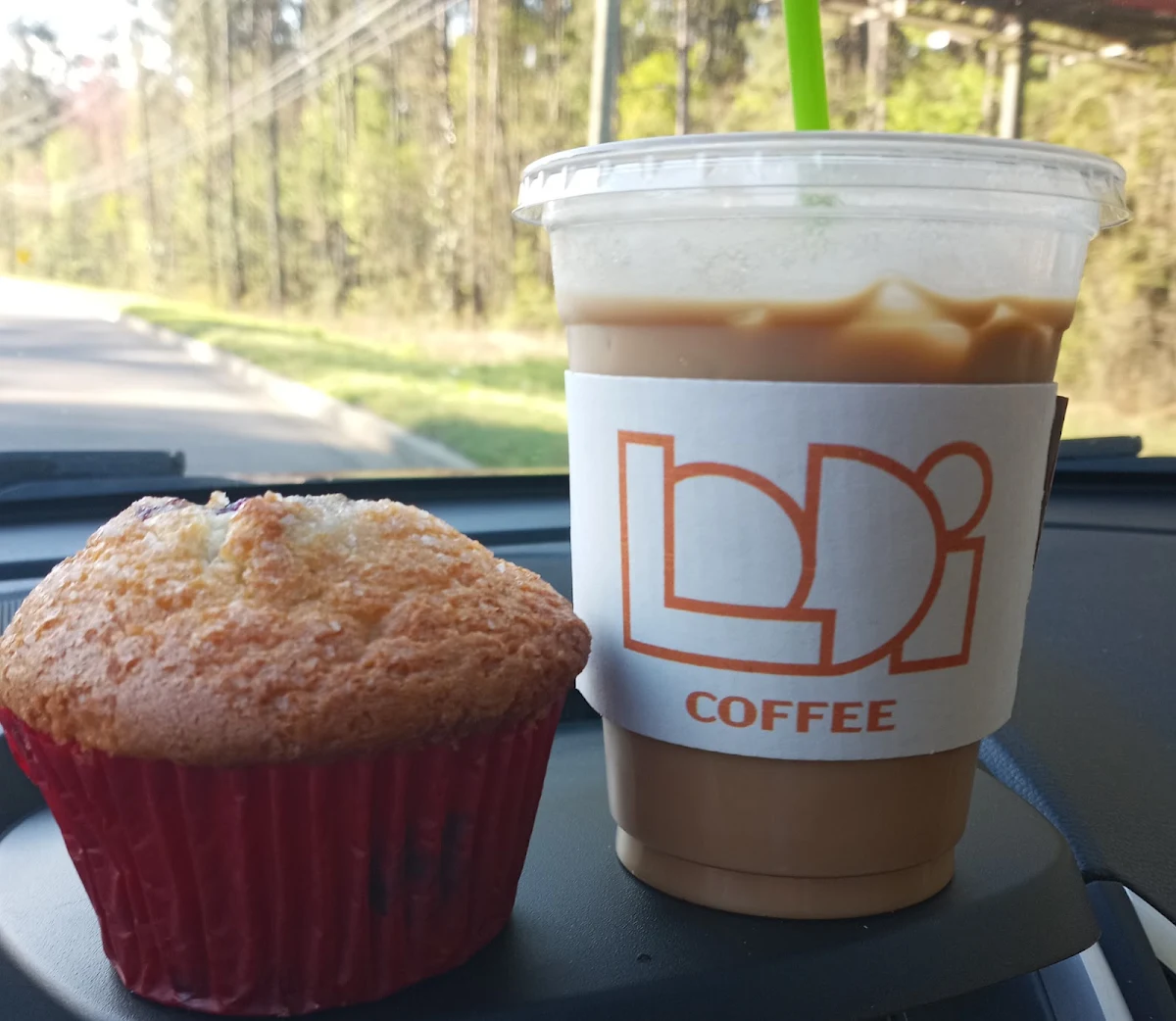 Caramel Latte and Blueberry Muffin