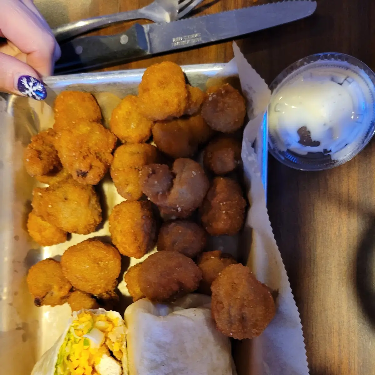 Fried Mushrooms Chicken Wrap