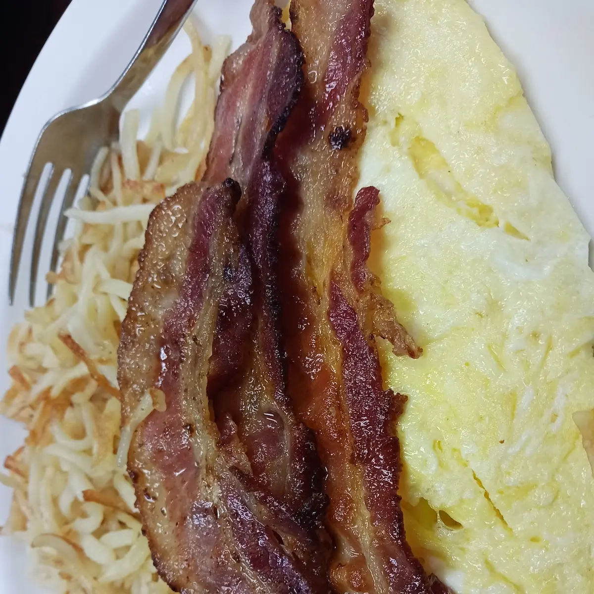Omelette Hash Browns Side of Bacon