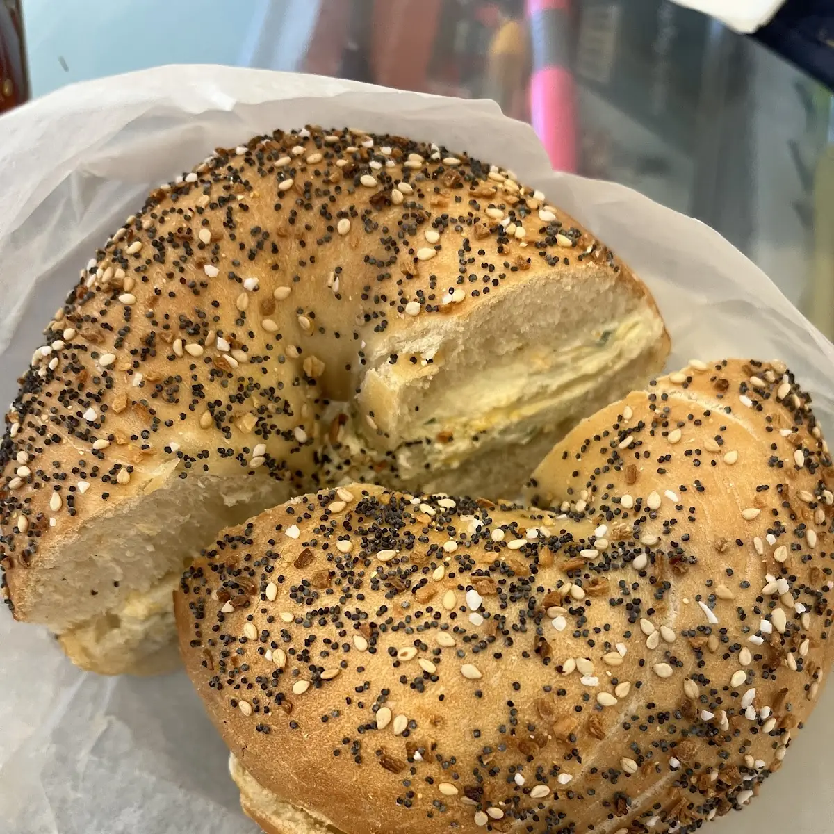 Everything Bagel with Breakfast Sandwich Filling
