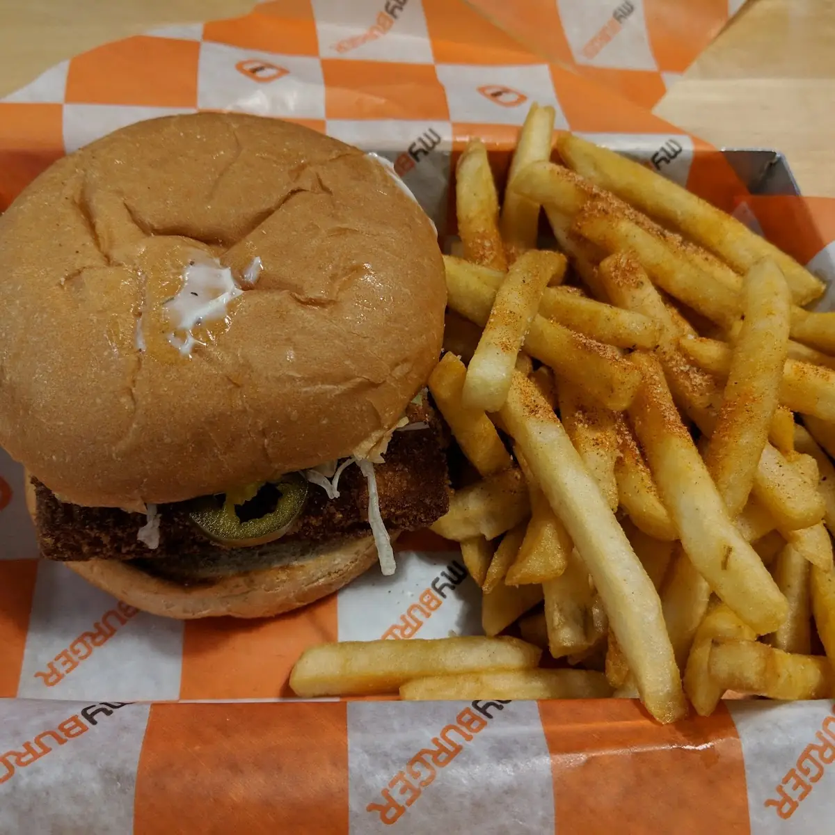 Juicy Burger with Seasoned Fries