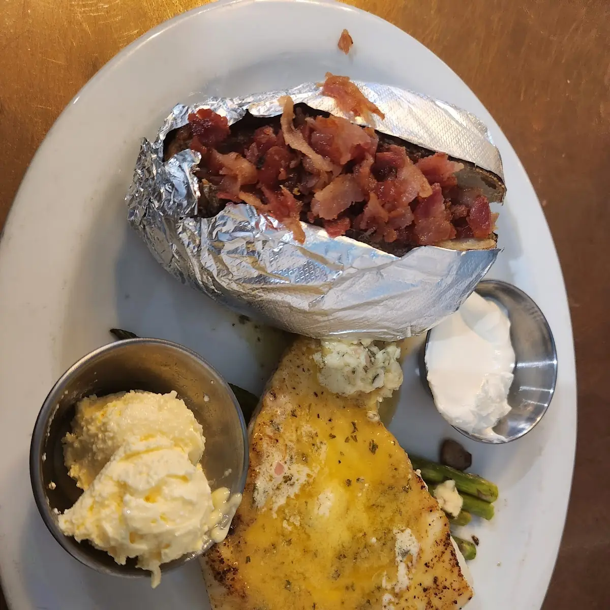 Grilled Halibut with Baked Potato