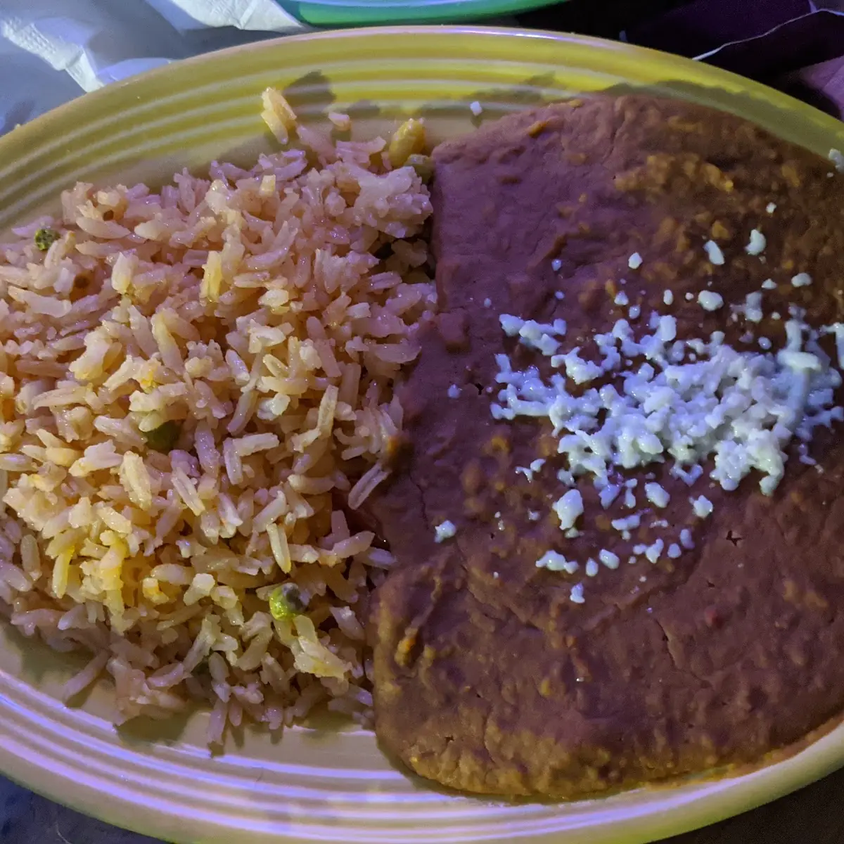 Rice Refried Beans and Pork