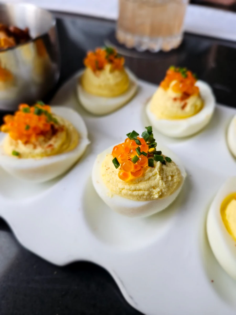 Deviled Eggs with Salmon Roe