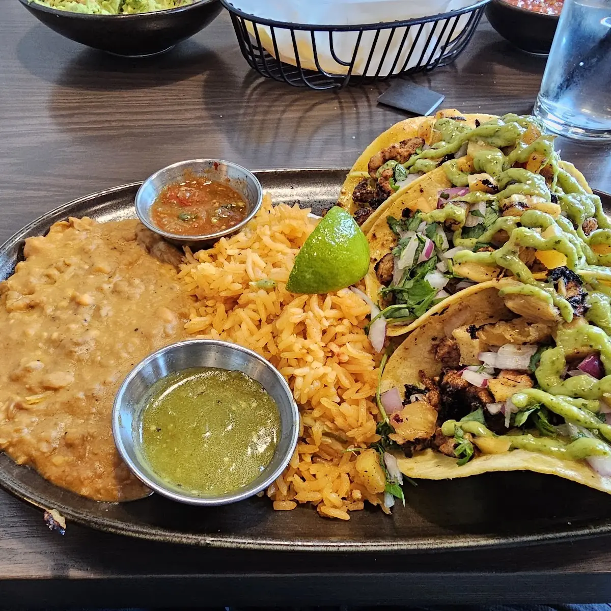 Birria Tacos with Rice Beans