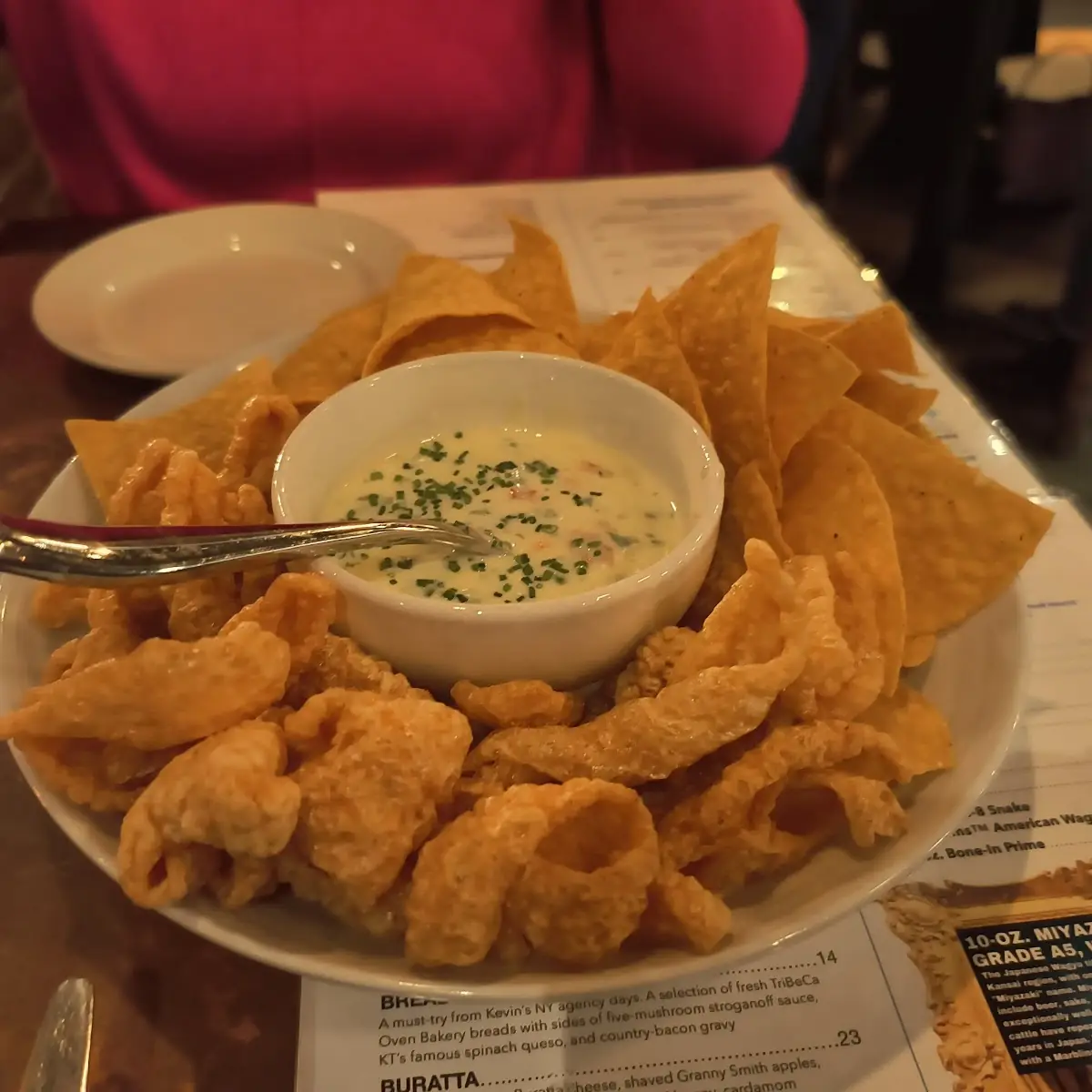 KT's Famous Spinach Queso with Pork Rinds