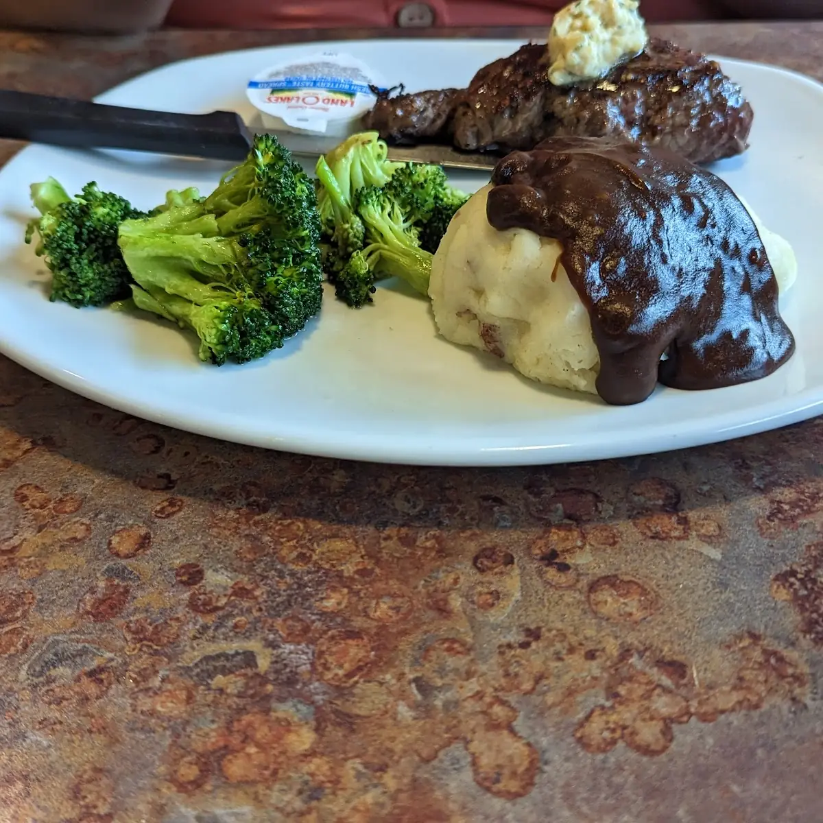 Sirloin Mashed Potatoes and Gravy Broccoli