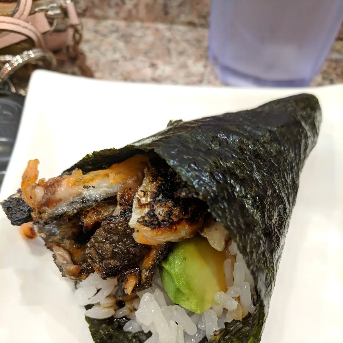 Salmon Skin Hand Roll and Salmon Hand Roll