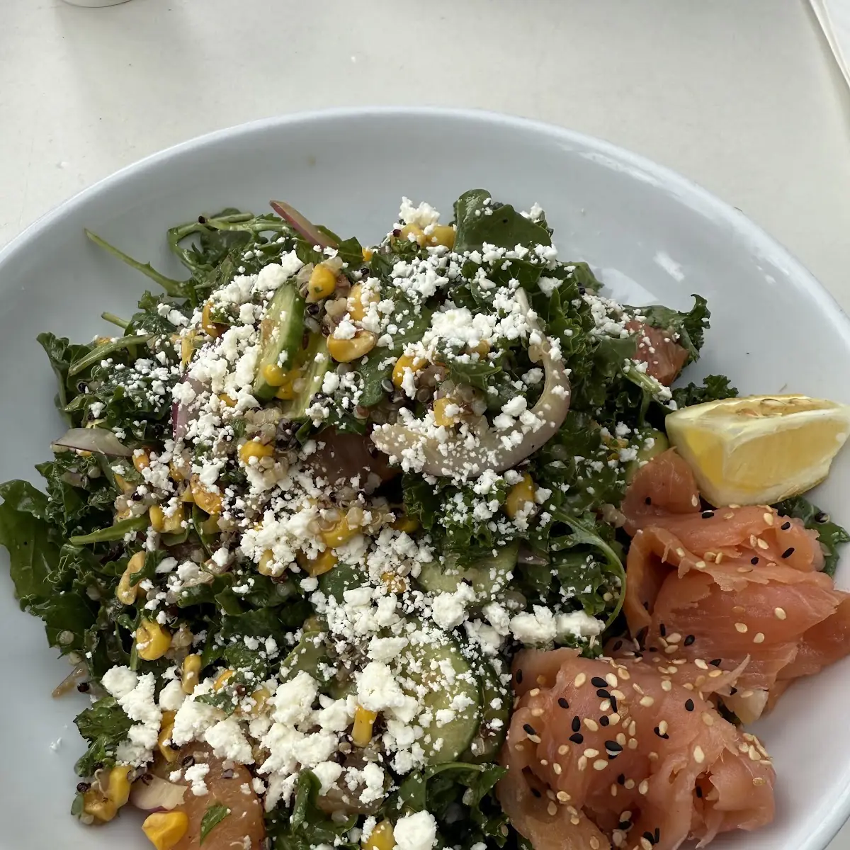 Kale Quinoa Salad with Smoked Salmon