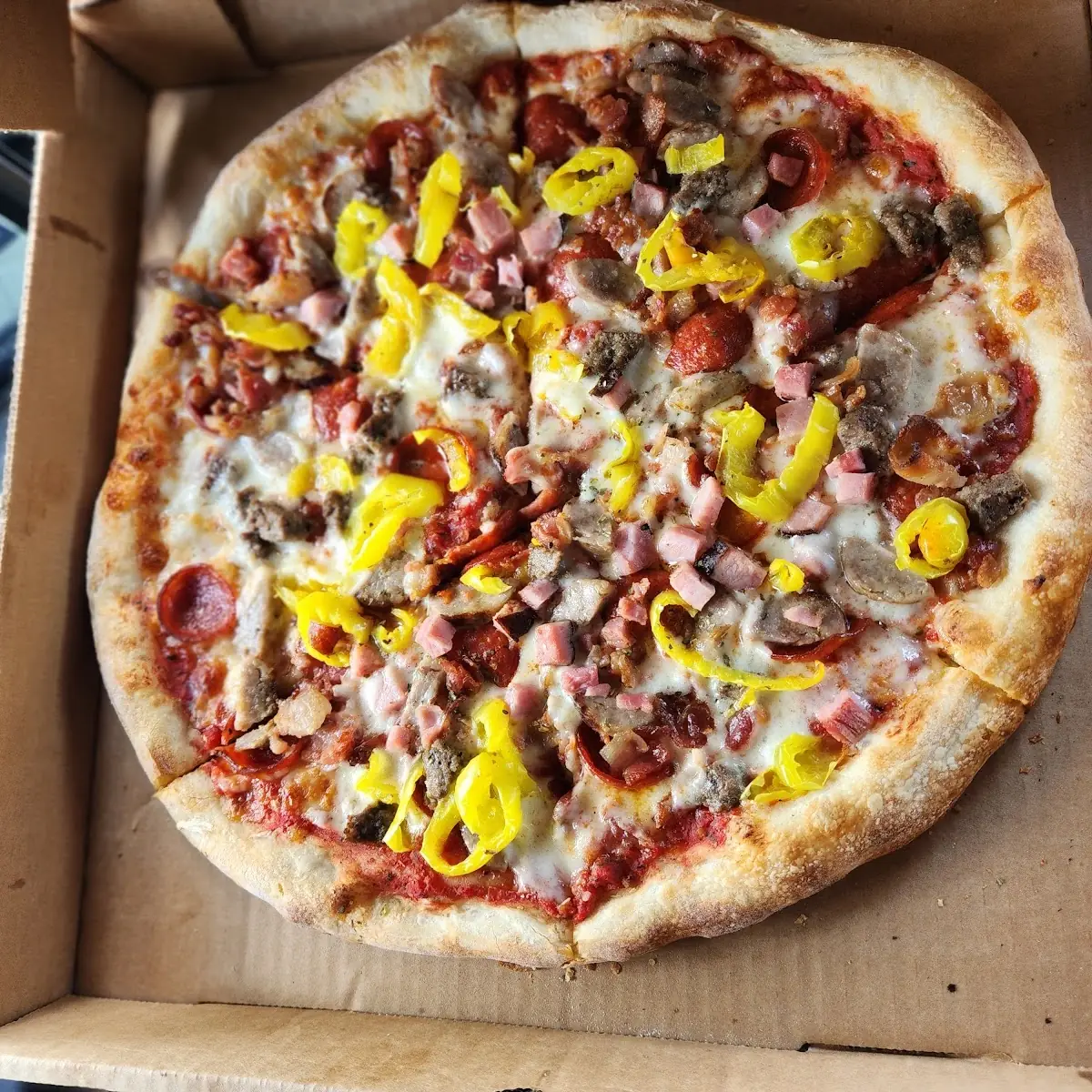 Meat Pizza Added Banana Peppers