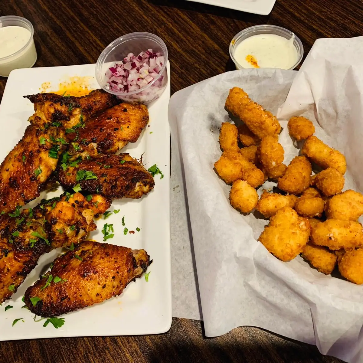 Tandoori Wings and Cheese Curds