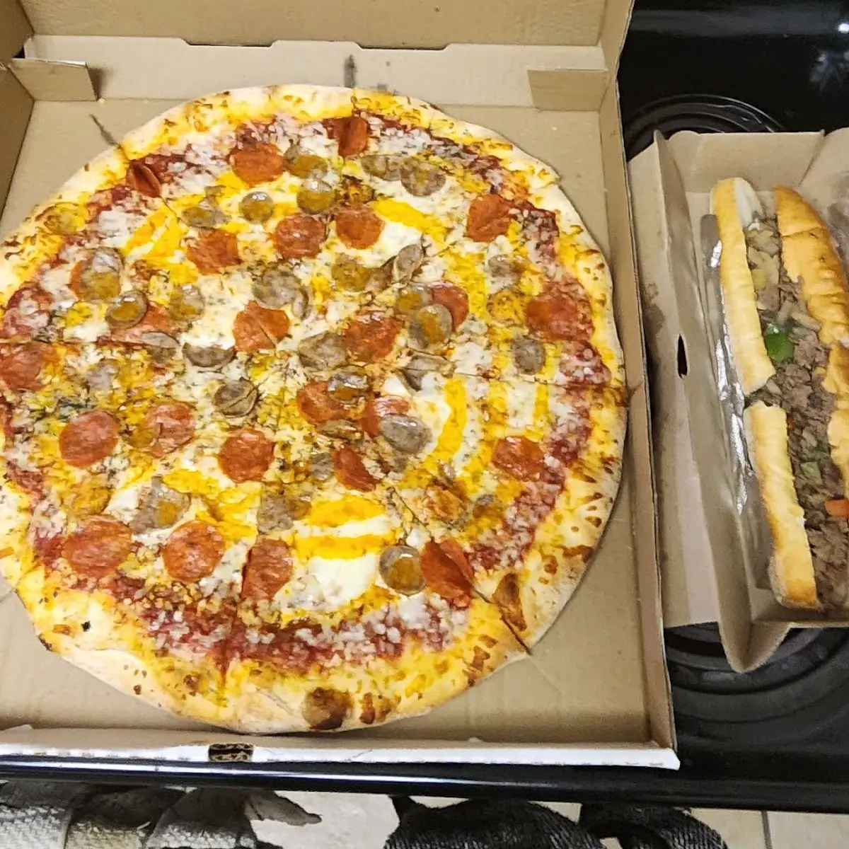 Spicy Italian Pizza & Philly Cheese Steak