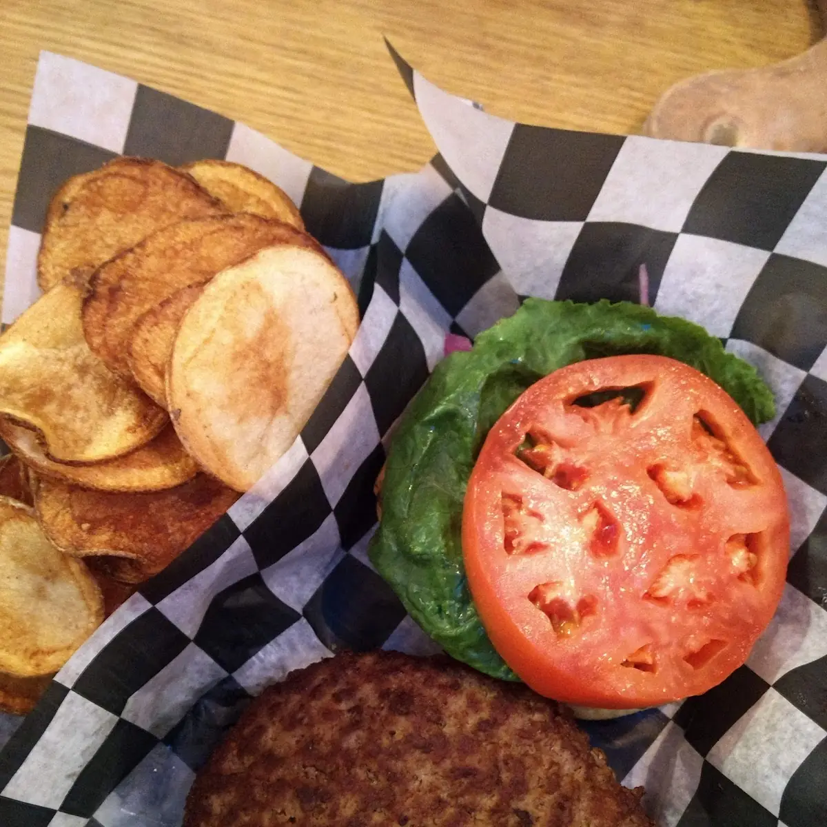 Burger with Homemade Chips