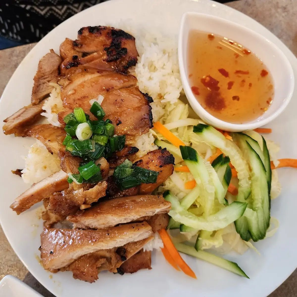 Grilled Chicken Rice Dish Com GA Nuong