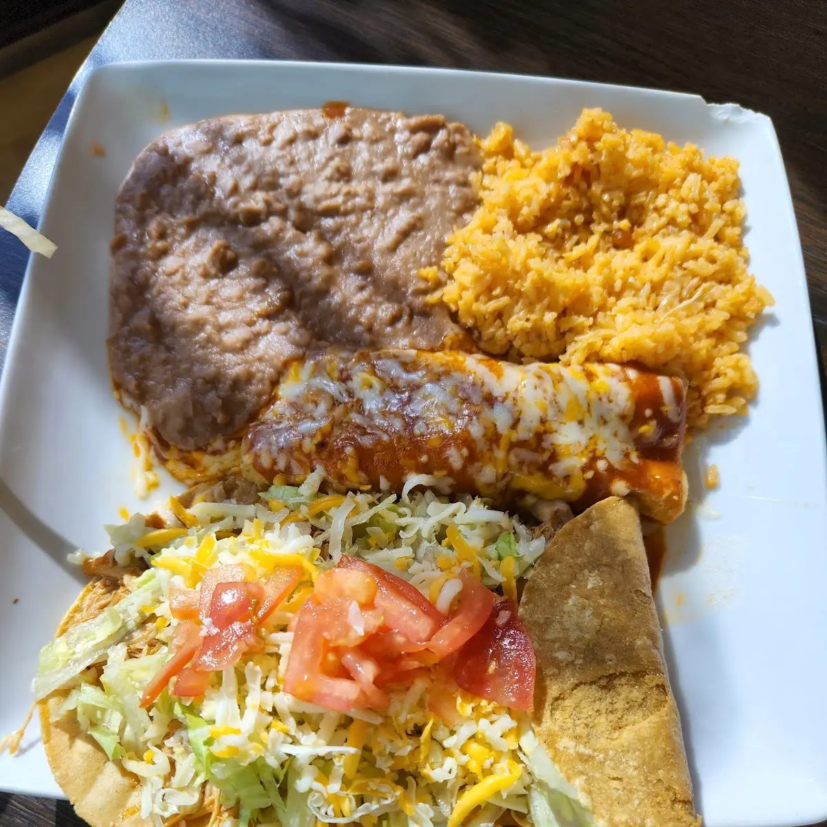 One Cheese Enchilada One Beef Taco