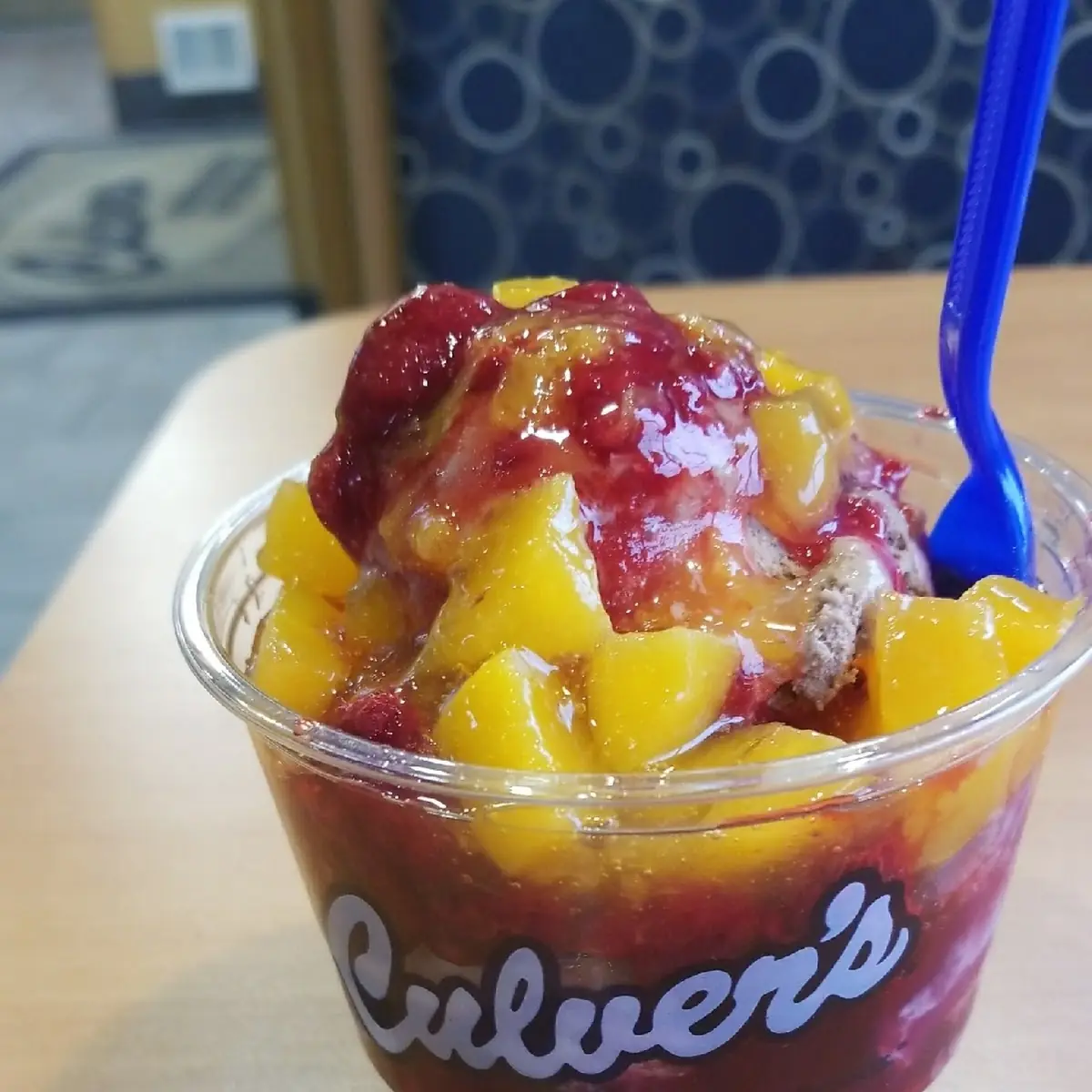 Raspberry & Mango Sundae with Chocolate Ice Cream