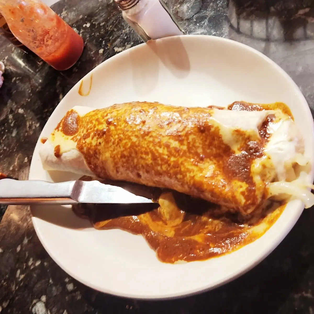 One Refried Bean Burrito One Cheese Enchilada
