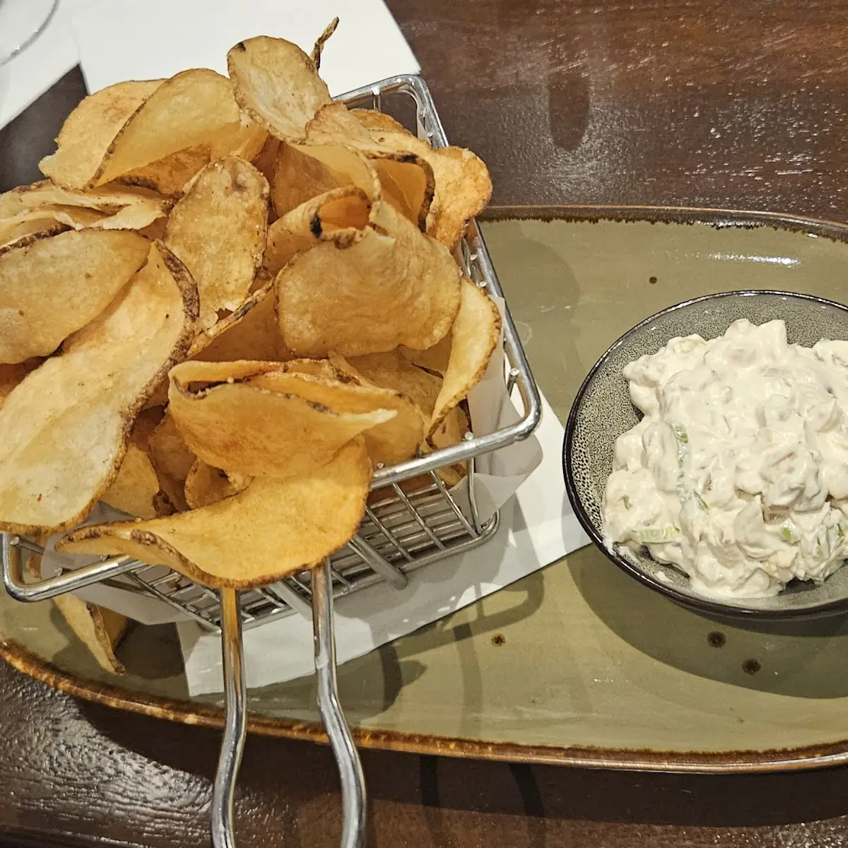 House Made Chips with Malt Vinegar Onion Dip