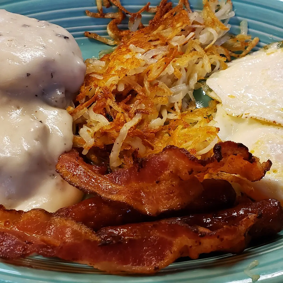 Biscuits and Gravy Eggs and Bacon