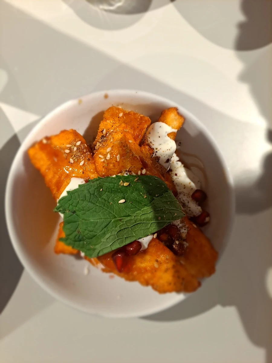 Halloumi Fries with Lime Yogurt Pomegranate and Mint, Notorious Espresso