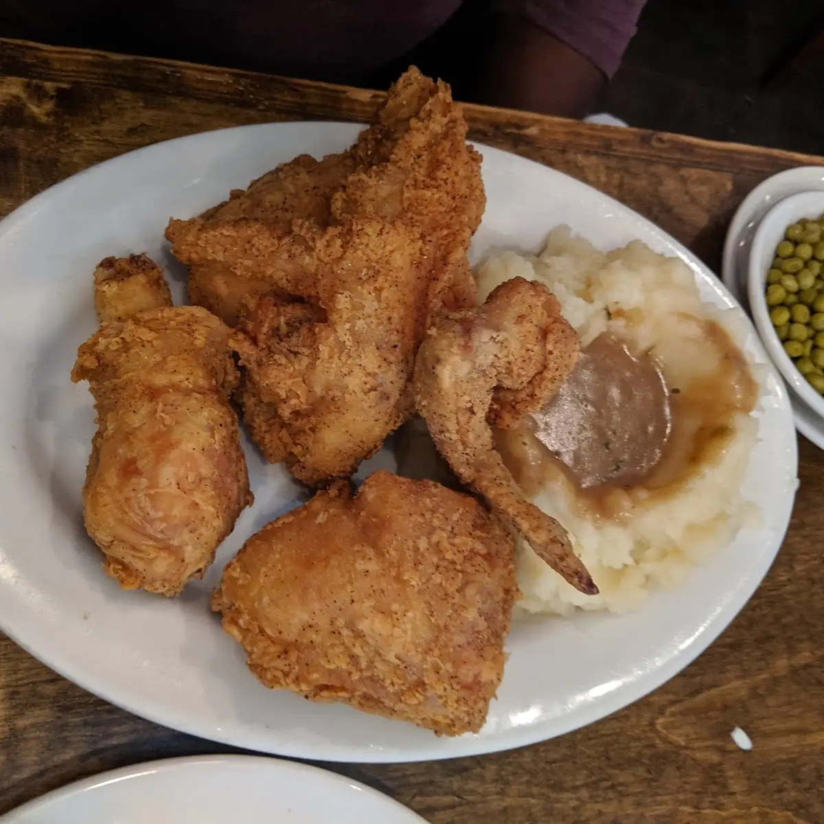Fried Boneless Chicken with Boiled Potatoes and String Beans