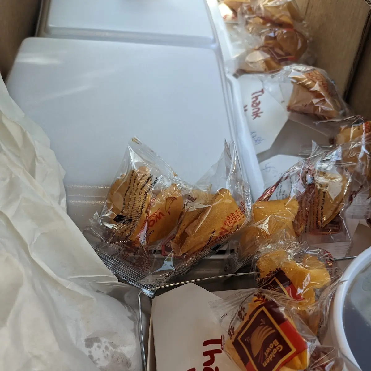 Orange Chicken Sesame Chicken Fortune Cookies Egg Rolls White Rice Shrimp Fried Rice Soy Sauce