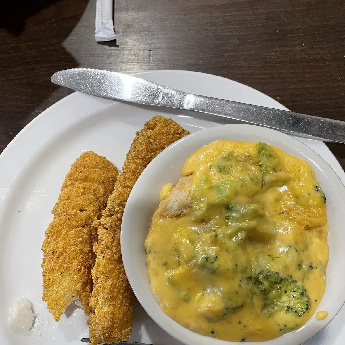 Fried Cod with Broccoli Casserole