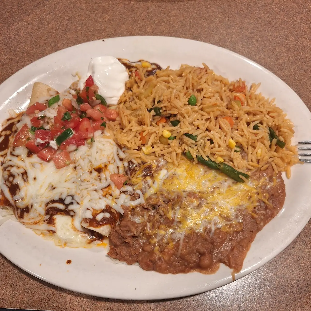 Cheese Enchilada Rice and Beans
