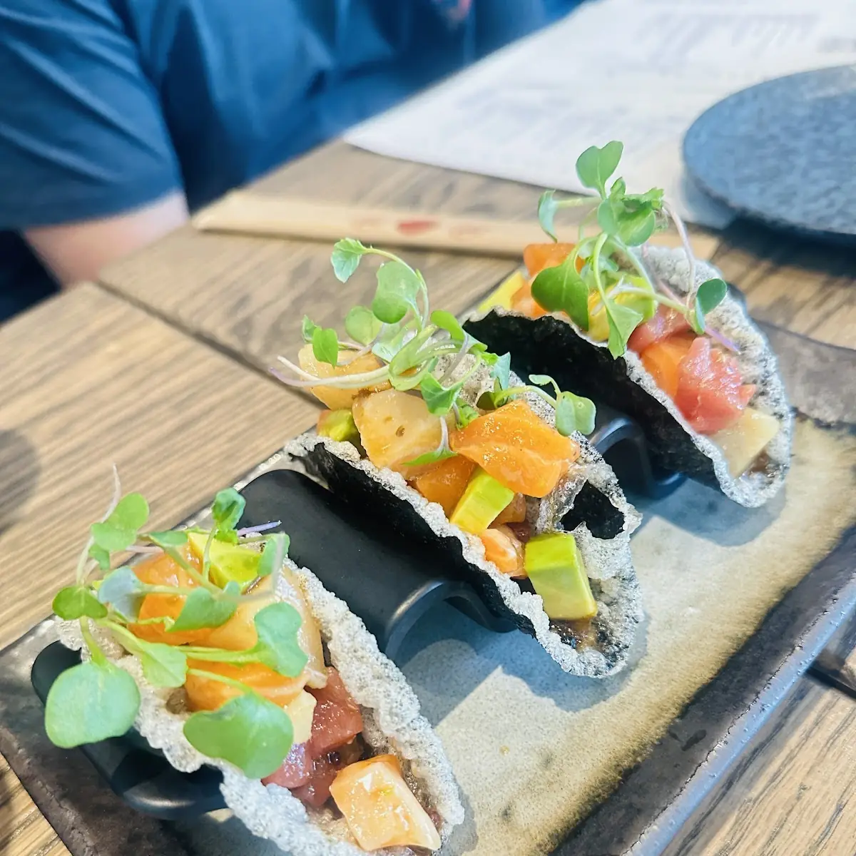 Fish Tacos with Avocado and Sprouts