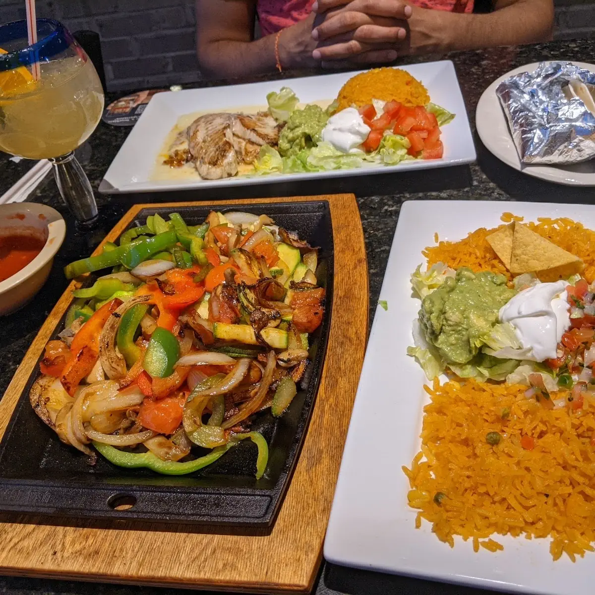 Sizzling Chicken Fajitas and Refried Beans