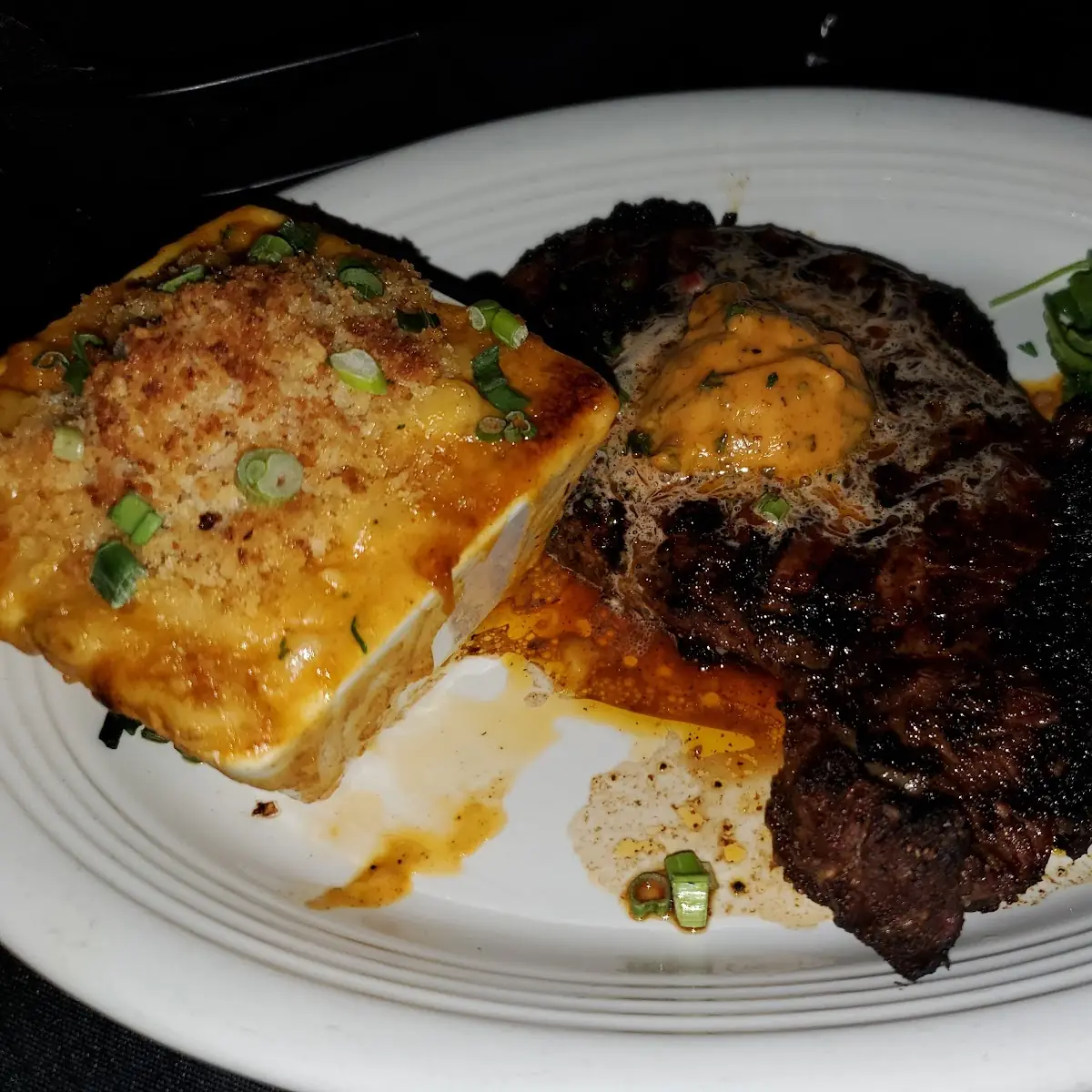 Ribeye Steak Crawish Mac & Cheese