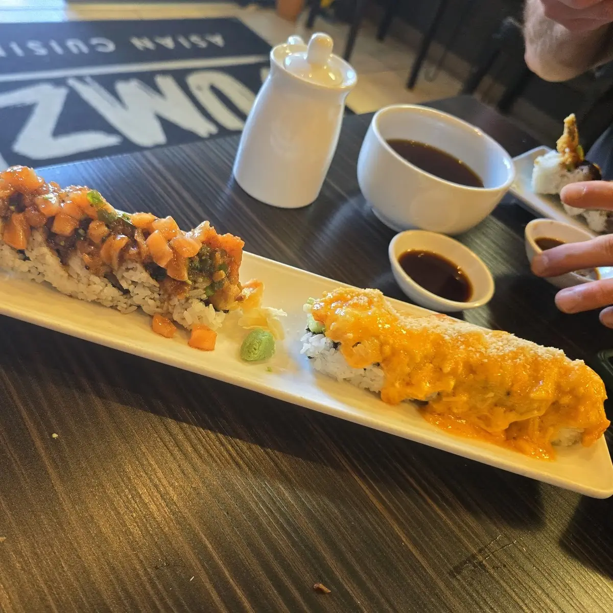 Salmon Poke Roll and Super Volcano Roll