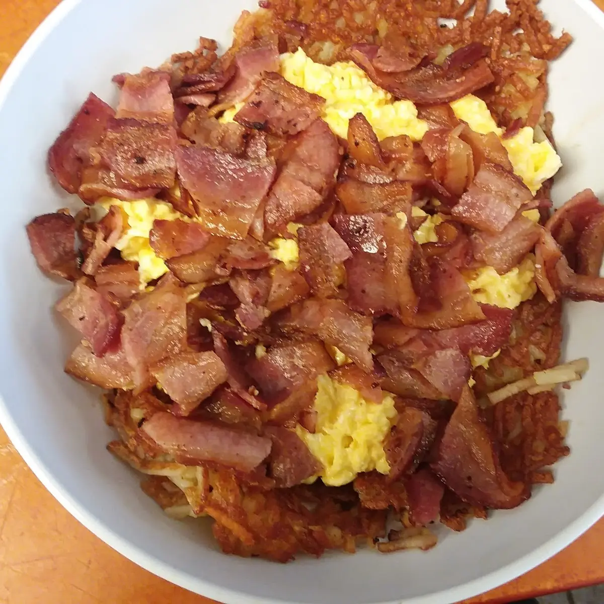 Bacon Egg and Cheese Hash Brown Bowl