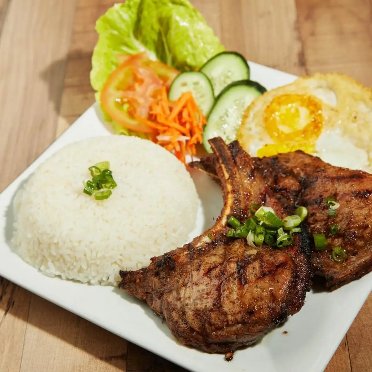 Pork Chops w Fried Egg Rice Plate