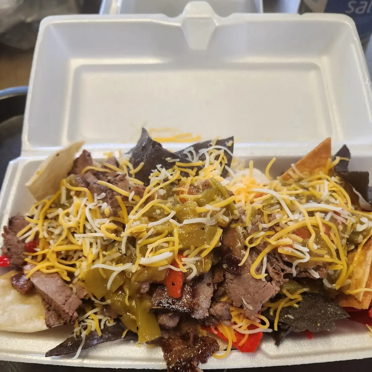 Brisket Nachos with Green Chile