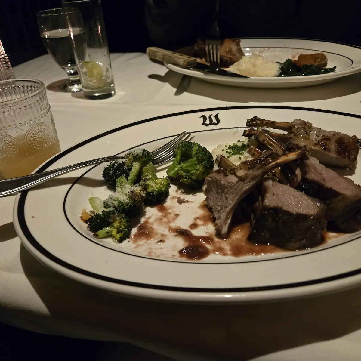Rack of Lamb with Mashed Potatoes and Roasted Broccoli