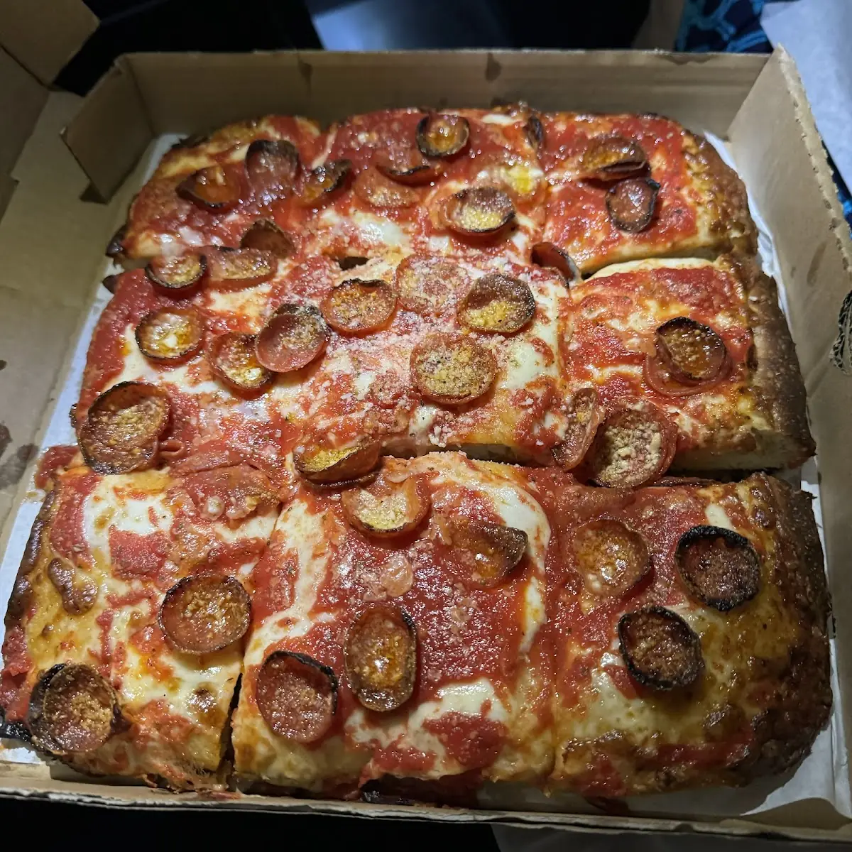 Square Pepperoni Sausage Deep Dish