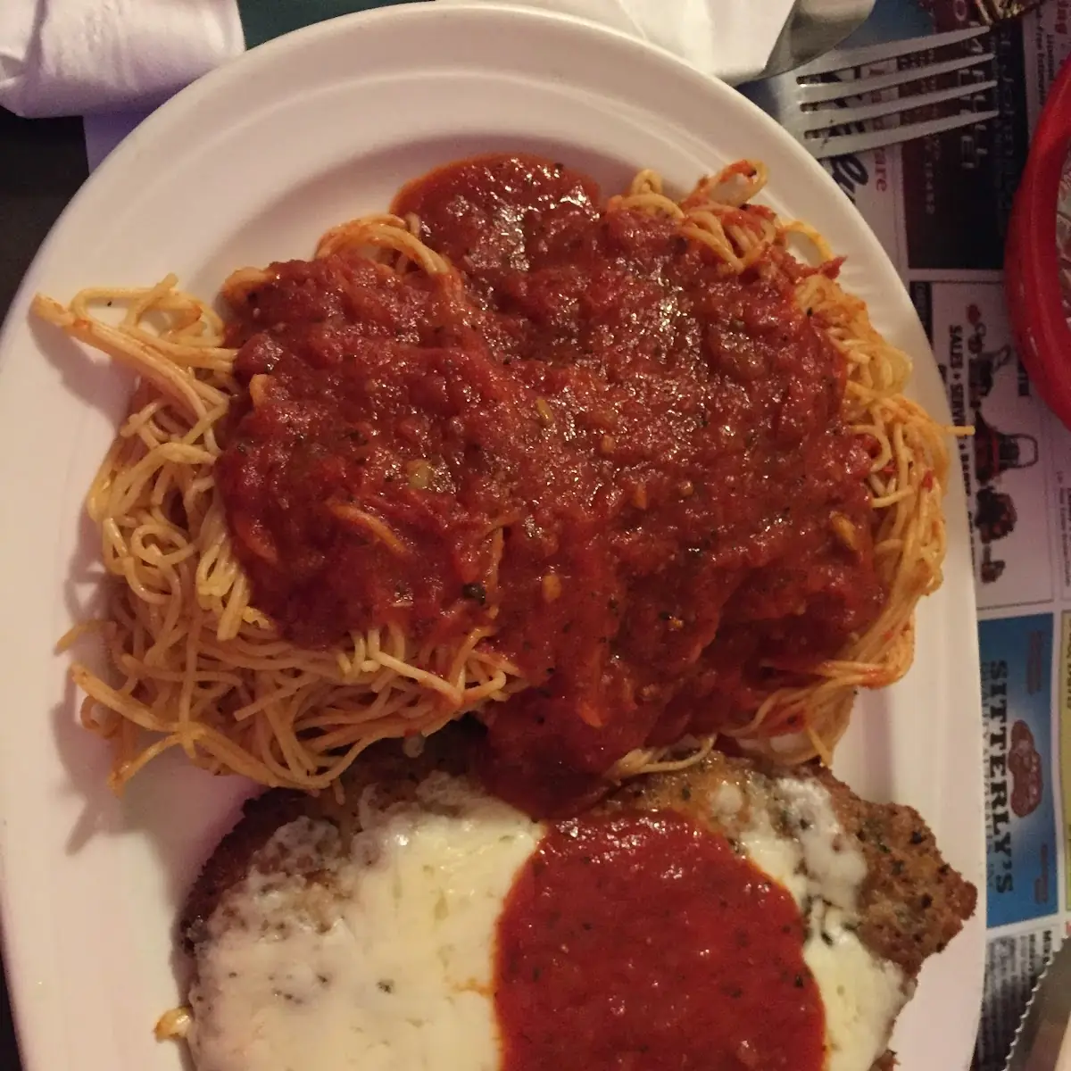 Chicken Parmesan Topped with Greens