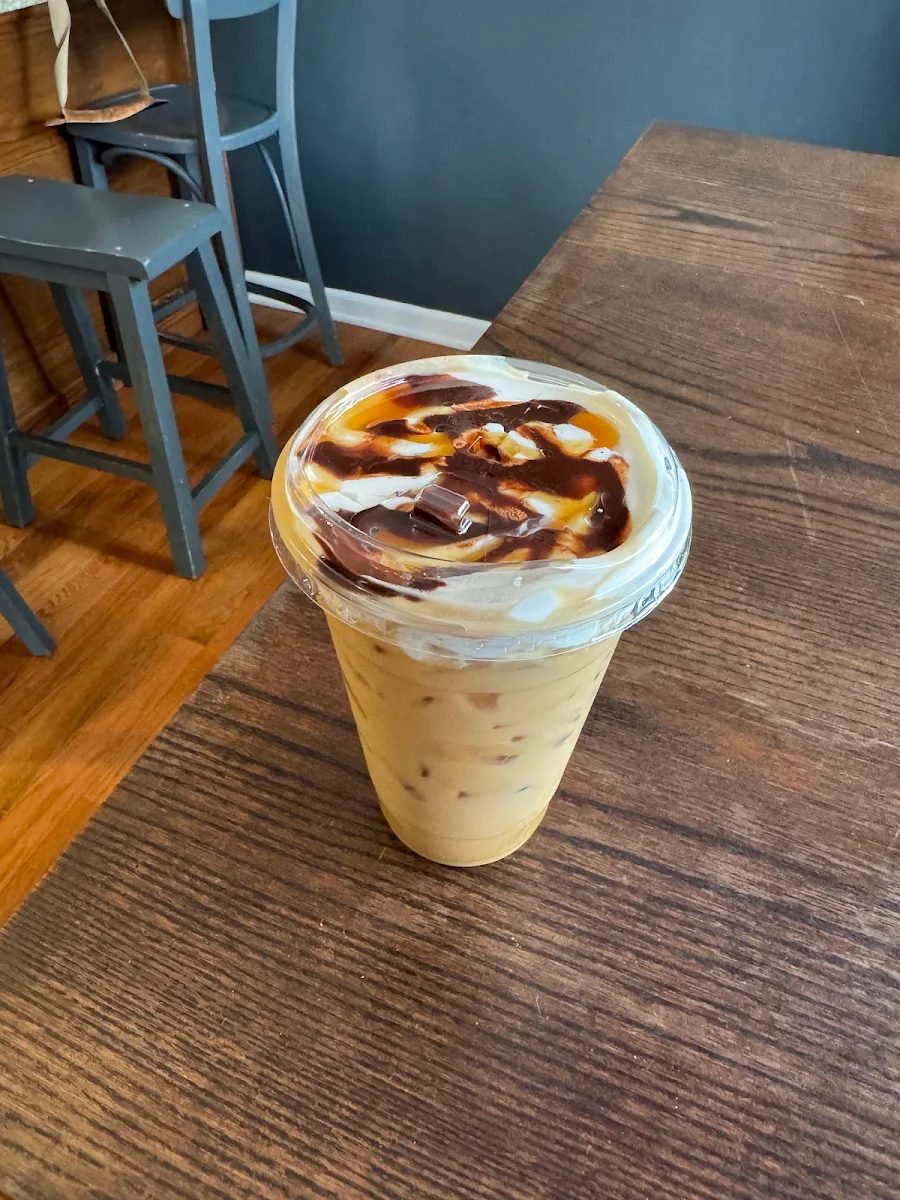 Iced Turtle Latte with Almond Milk