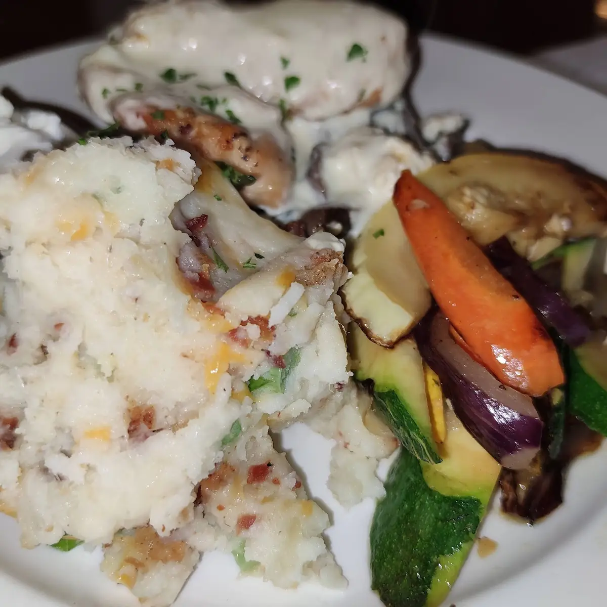 Stuffed Chicken Breast and Loaded Mashed Potatoes