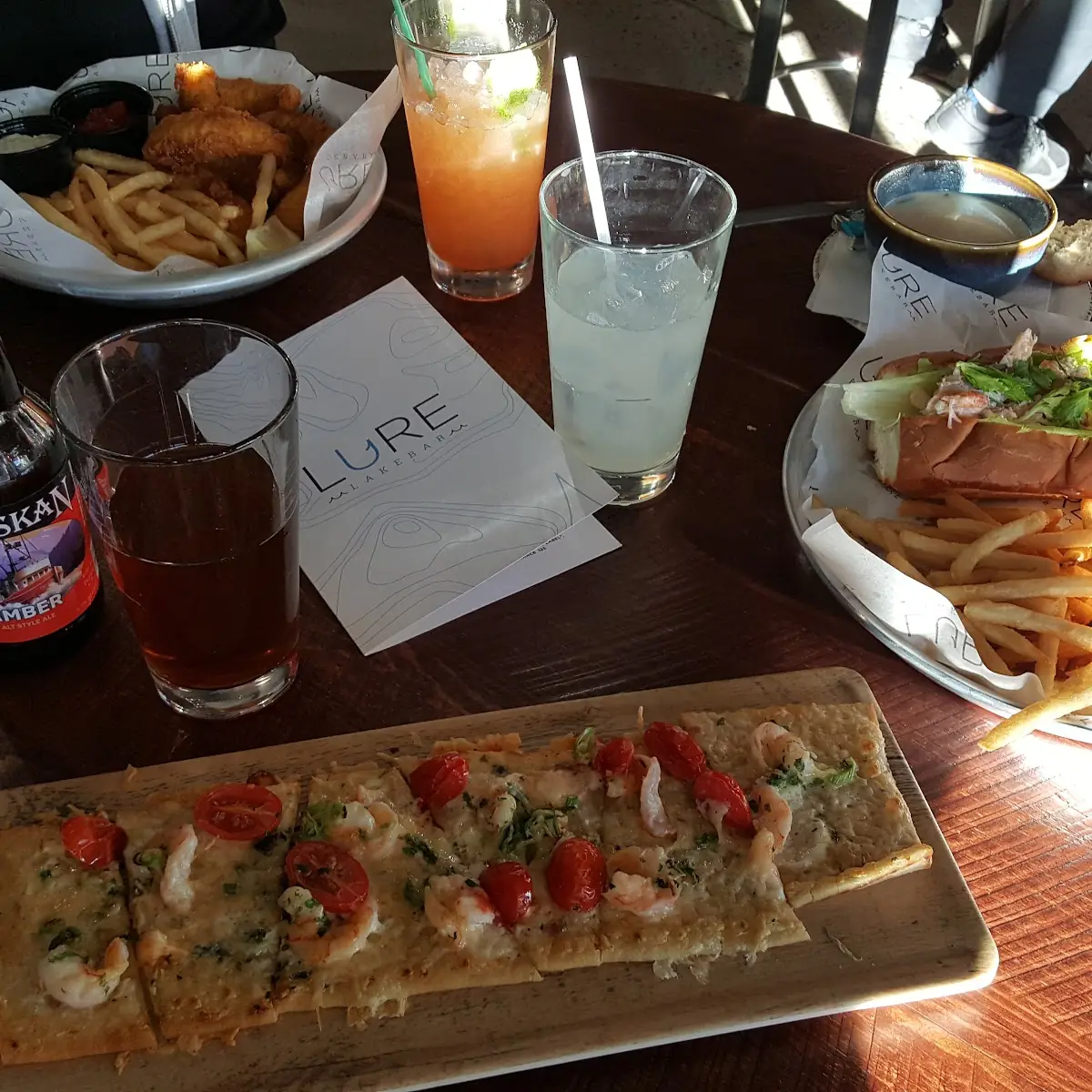 Sprimp Flatbread Lobster Sandwich Walleye Fingers