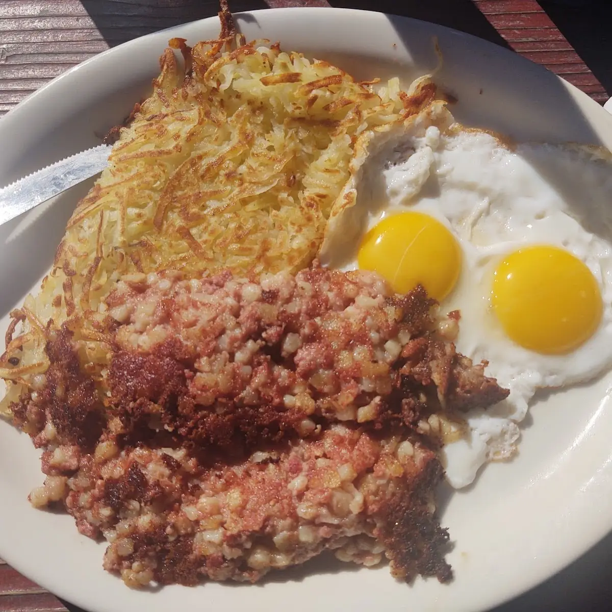 Corned Beef Hashbrowns with Sunny Side Up Eggs