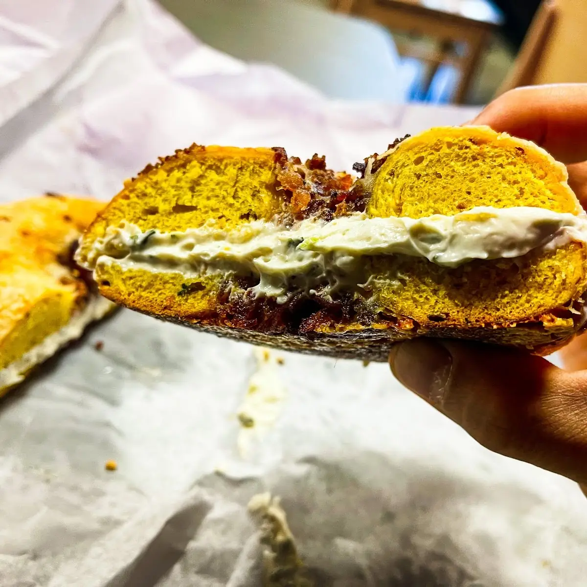 Bagel with Bacon Bits