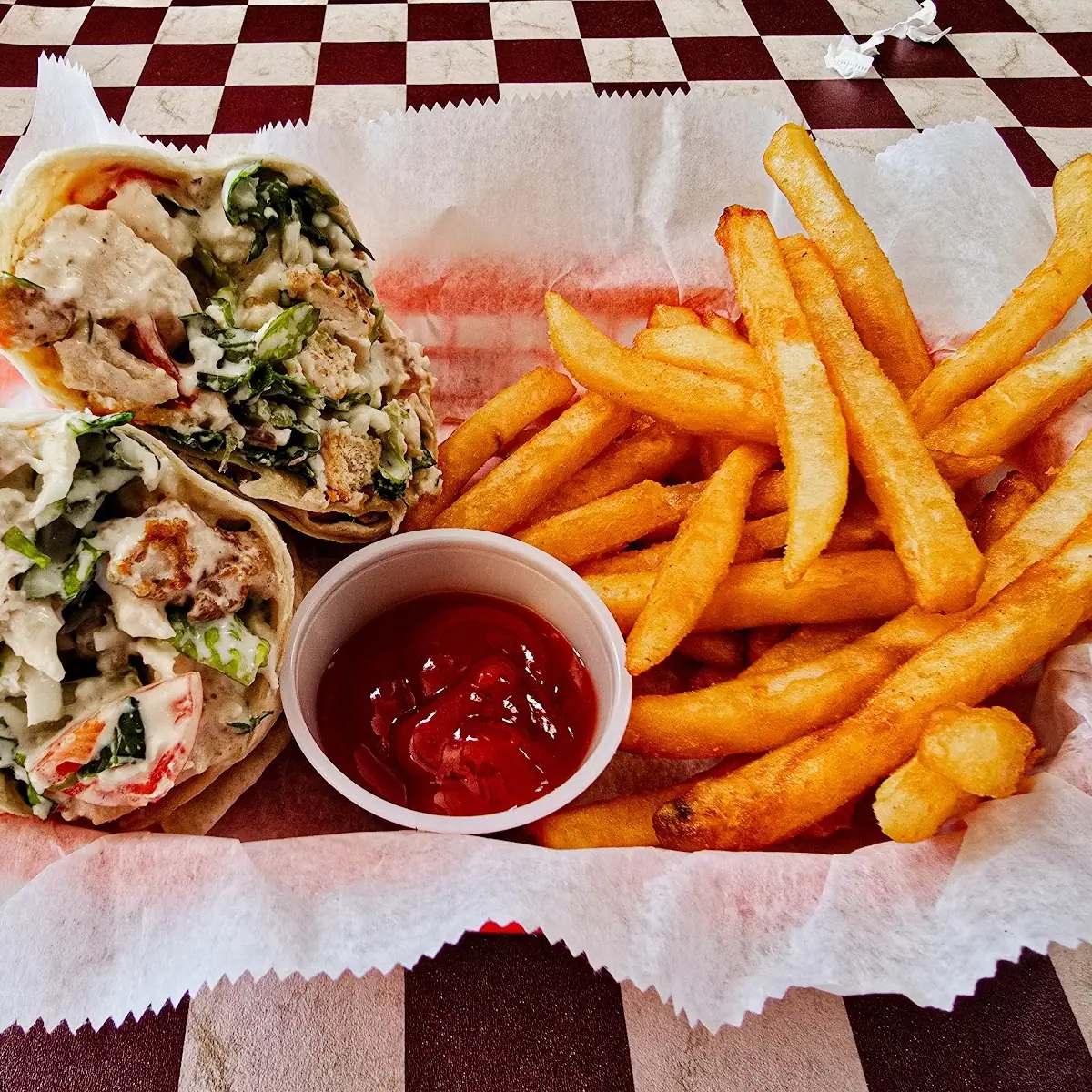 Crispy Chicken Wrap w Fries