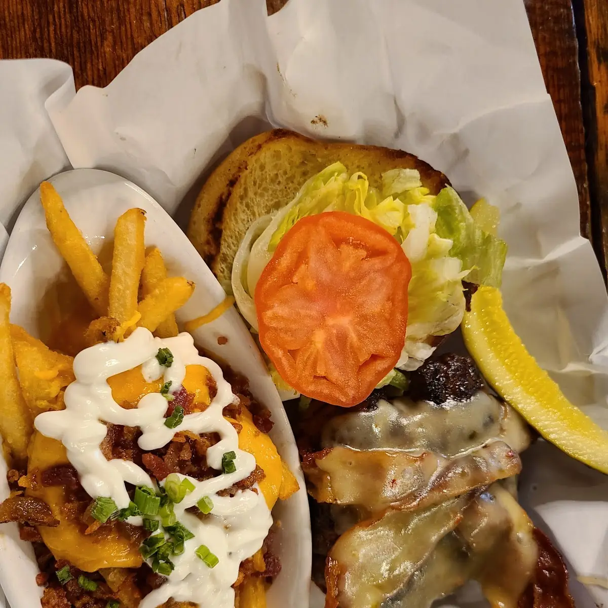 Bacon Jam Burger with Loaded Fries